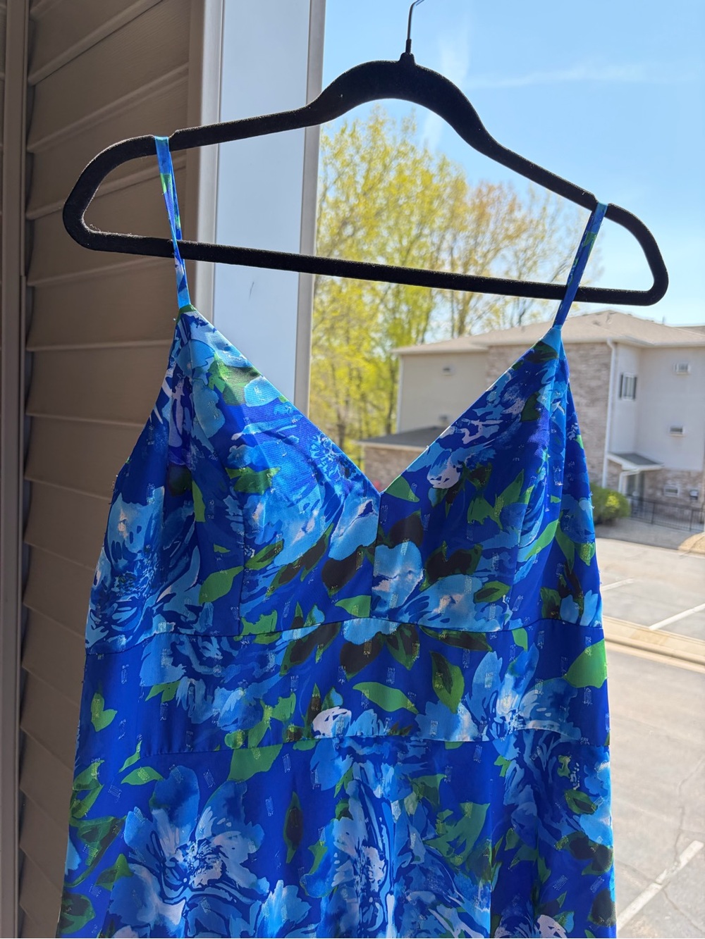 🆕🫐🌿Eliza J Blue Floral Tiered Maxi Dress Size 12 Chiffon Evening Wedding Guest - Picture 9 of 17
